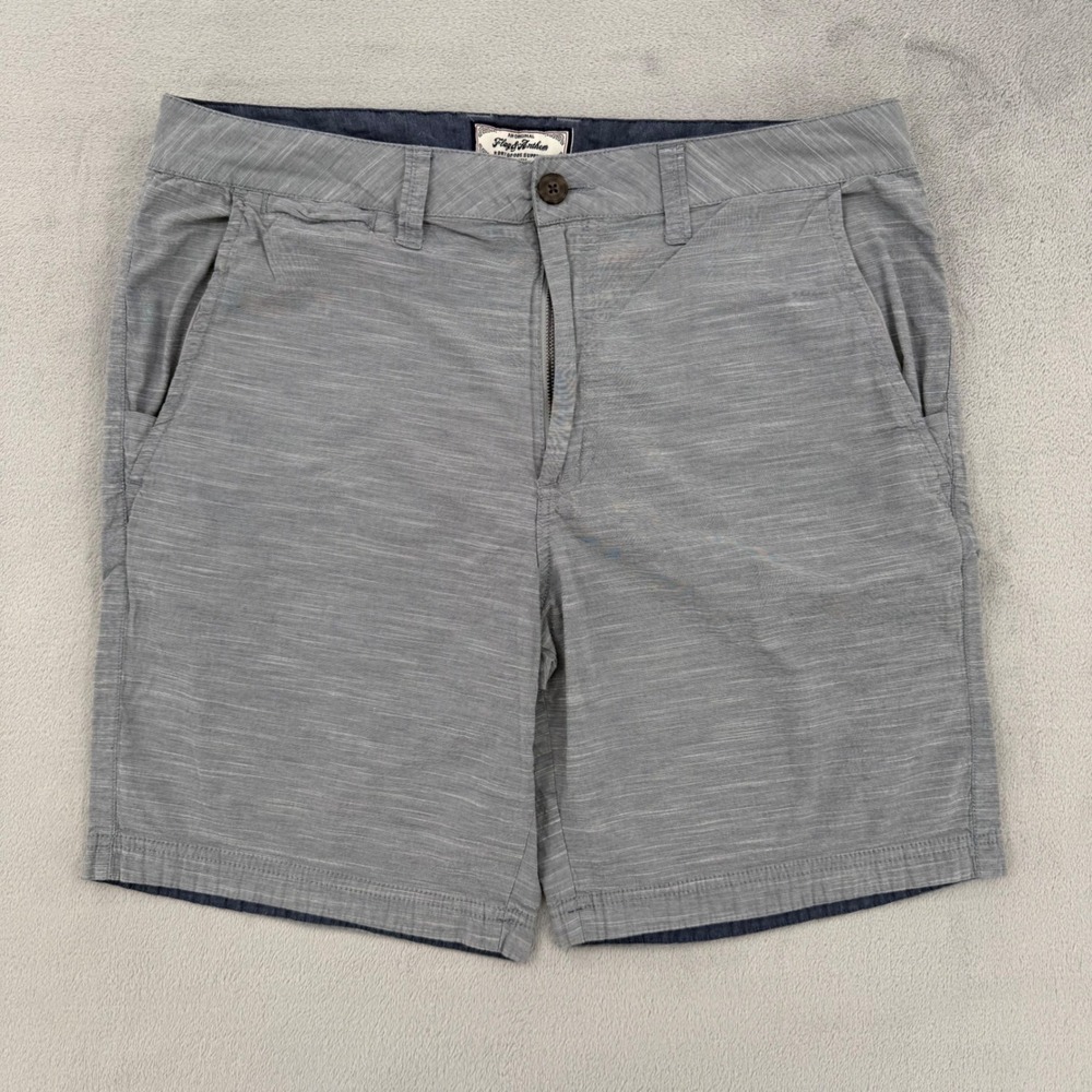 Flag & Anthem Mens Grey Heathered Flat Front Chino Shorts Size 34‎ Casual Slub